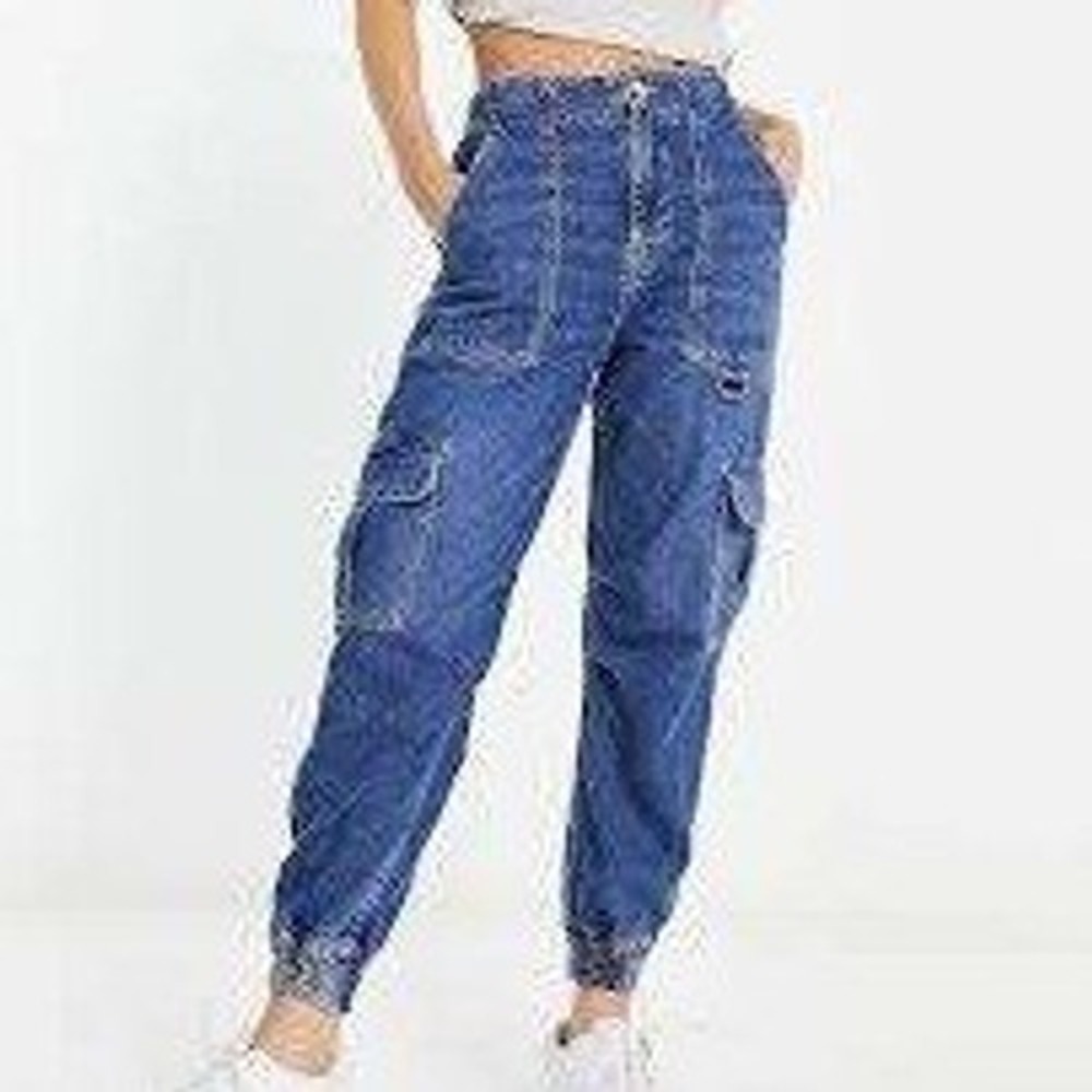 River Island Girls Denim Blue Cargo Joggers‎ Size 8